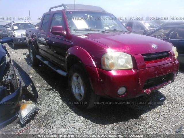 1N6ED29X32C349612 - 2002 NISSAN FRONTIER CREW CAB XE/CREW CAB SE BURGUNDY photo 1