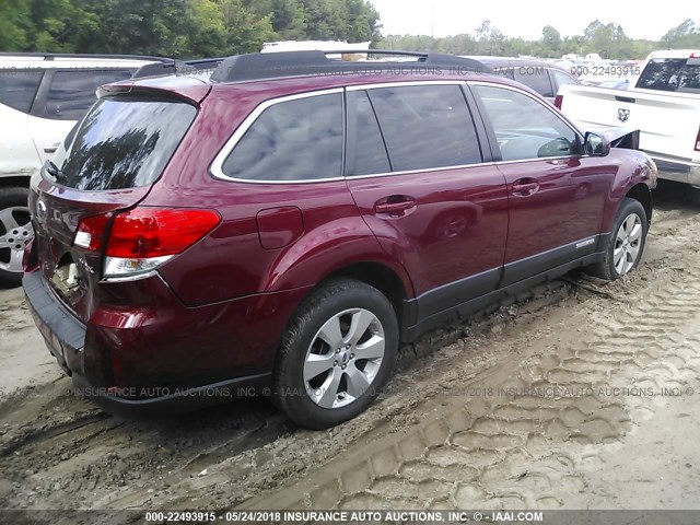 4S4BRCKC5C3228260 - 2012 SUBARU OUTBACK 2.5I LIMITED RED photo 4