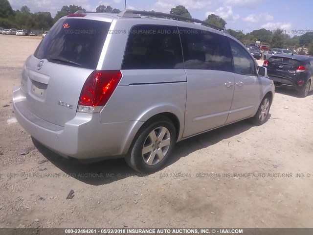 5N1BV28U45N139566 - 2005 NISSAN QUEST S/SE/SL SILVER photo 4