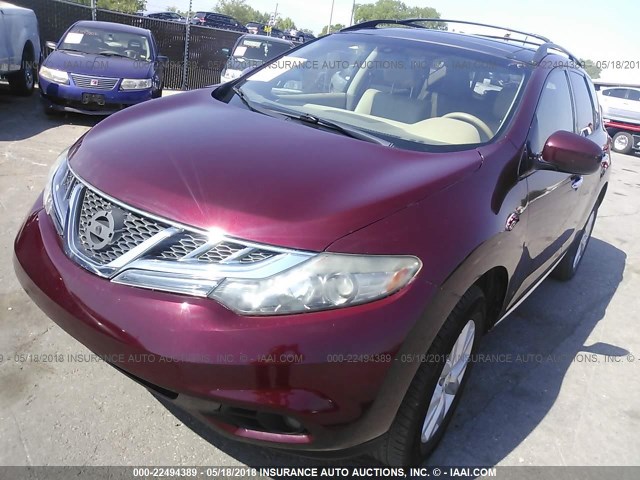 JN8AZ1MW7BW166096 - 2011 NISSAN MURANO S/SL/LE MAROON photo 2