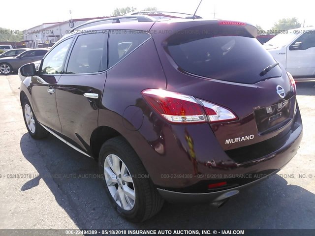 JN8AZ1MW7BW166096 - 2011 NISSAN MURANO S/SL/LE MAROON photo 3