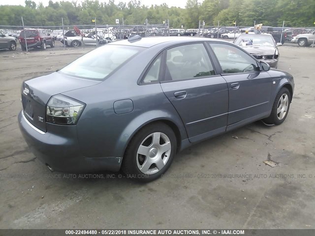 WAULC68E14A089534 - 2004 AUDI A4 1.8T QUATTRO BLUE photo 4