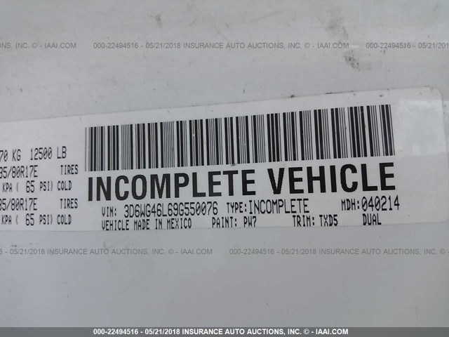 3D6WG46L69G550076 - 2009 DODGE RAM 3500 3500 SLT WHITE photo 10