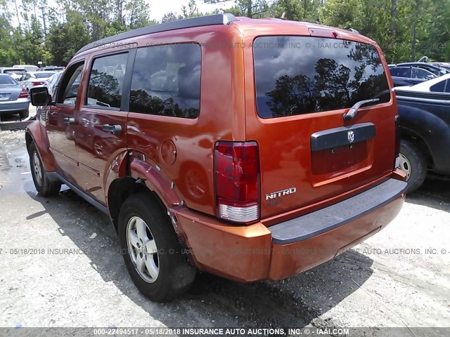 1D8GT28K78W139415 - 2008 DODGE NITRO SXT ORANGE photo 3