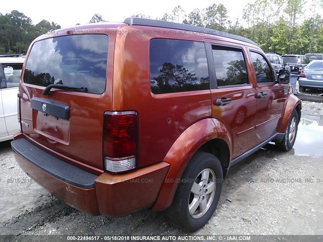 1D8GT28K78W139415 - 2008 DODGE NITRO SXT ORANGE photo 4