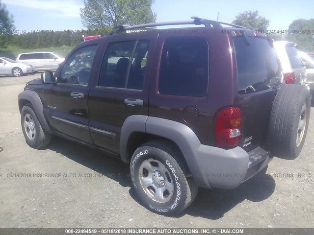 1J4GL48K84W282971 - 2004 JEEP LIBERTY SPORT 勃艮第红 照片 3