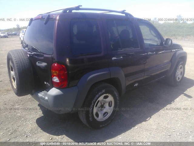 1J4GL48K84W282971 - 2004 JEEP LIBERTY SPORT 勃艮第红 照片 4