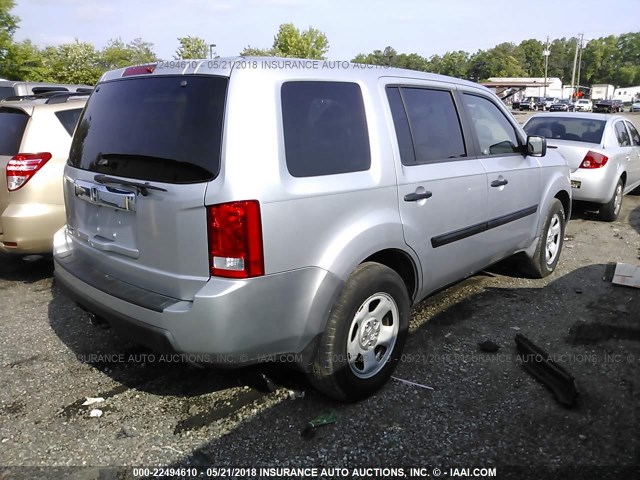 5FNYF3H20AB001449 - 2010 HONDA PILOT LX SILVER photo 4