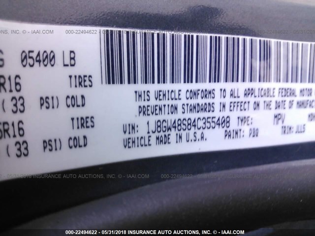 1J8GW48S84C355408 - 2004 JEEP GRAND CHEROKEE LAREDO/COLUMBIA/FREEDOM 蓝色 照片 9