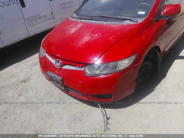 2HGFG21507H708090 - 2007 HONDA CIVIC SI RED photo 6