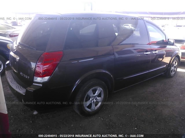 5N1BV28U97N104329 - 2007 NISSAN QUEST S/SE/SL BROWN photo 4