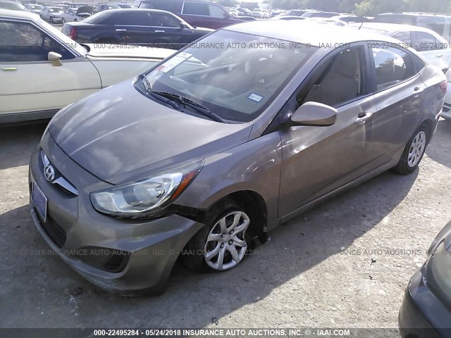 KMHCT4AE9EU655128 - 2014 HYUNDAI ACCENT GLS/GS TAN photo 2