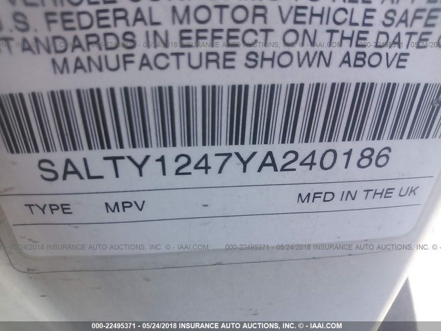 SALTY1247YA240186 - 2000 LAND ROVER DISCOVERY II  Սպիտակ լուսանկար 9