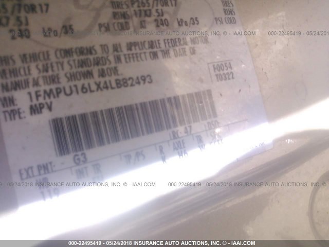 1FMPU16LX4LB82493 - 2004 FORD EXPEDITION XLT ოქროსფერი ფოტო 9