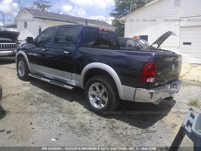 1C6RD6NT1CS190375 - 2012 DODGE RAM 1500 LARAMIE BLUE photo 3