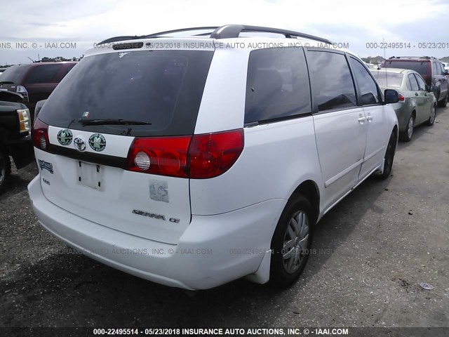 5TDZK23C48S141455 - 2008 TOYOTA SIENNA CE/LE WHITE photo 4