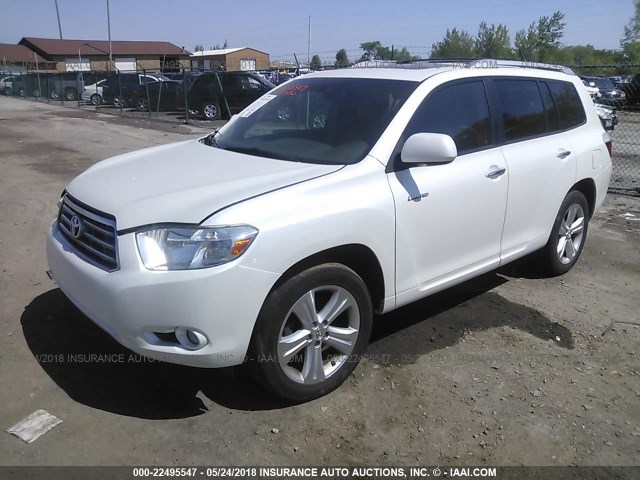 5TDDK3EH1AS002317 - 2010 TOYOTA HIGHLANDER LIMITED WHITE photo 2