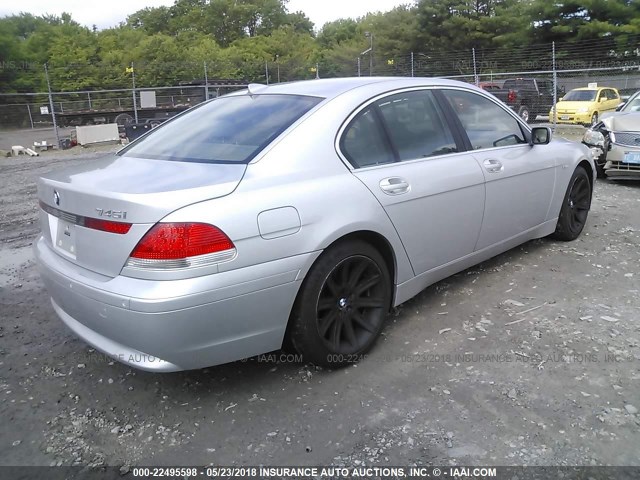 WBAGL63453DP63875 - 2003 BMW 745 I SILVER photo 4