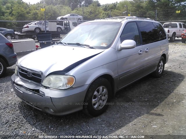 KNDUP132456759027 - 2005 KIA SEDONA EX/LX GRAY photo 2