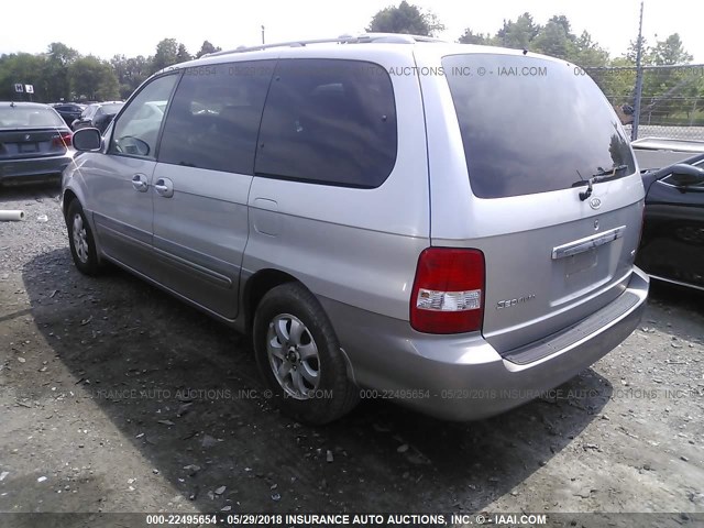 KNDUP132456759027 - 2005 KIA SEDONA EX/LX GRAY photo 3