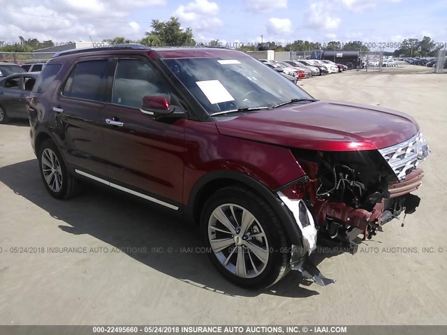 1FM5K7F85JGA27494 - 2018 FORD EXPLORER LIMITED RED photo 1