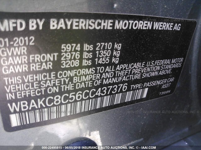 WBAKC8C56CC437376 - 2012 BMW 750 LXI GRAY photo 9