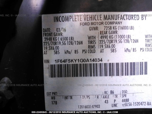 1F64F5KY1G0A14034 - 2016 FORD F59 WHITE photo 10