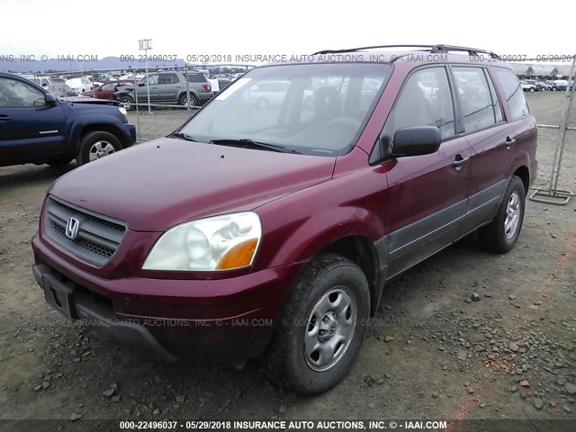 2HKYF18183H560067 - 2003 HONDA PILOT LX BURGUNDY photo 2