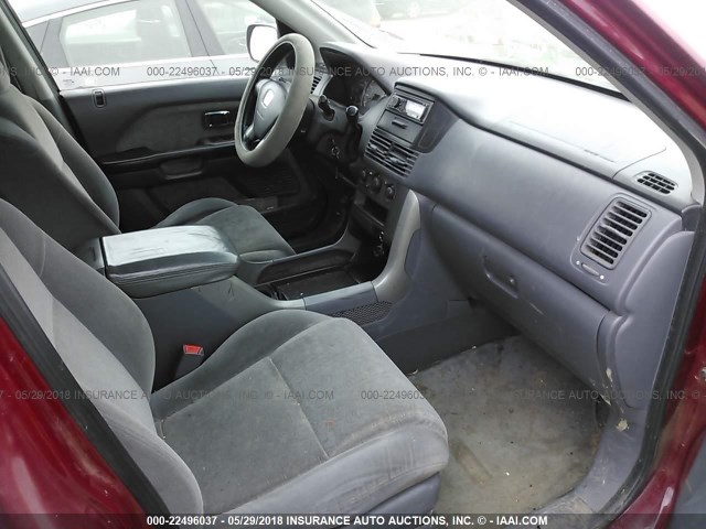 2HKYF18183H560067 - 2003 HONDA PILOT LX BURGUNDY photo 5