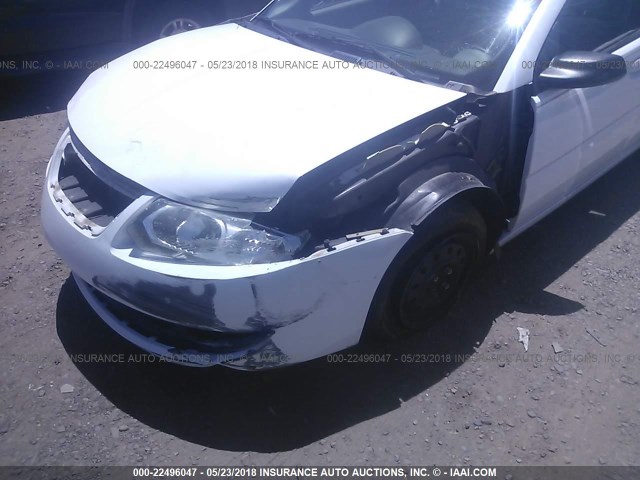 1G8AJ55F57Z210072 - 2007 SATURN ION LEVEL 2 WHITE photo 6