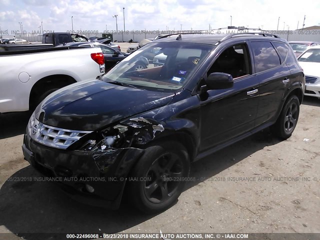 JN8AZ08W65W400348 - 2005 NISSAN MURANO SL/SE/S BLACK photo 2