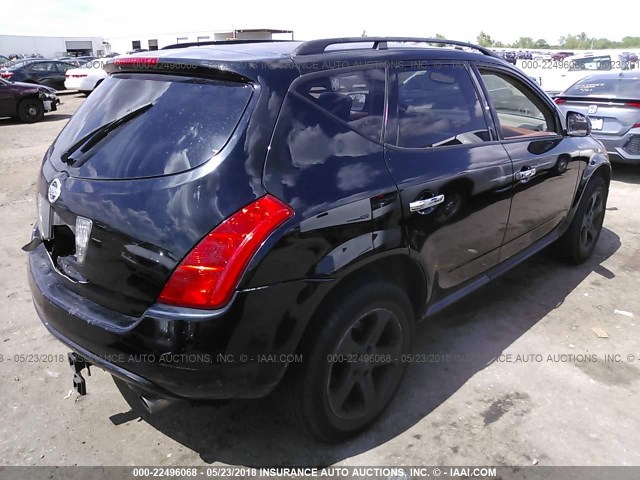 JN8AZ08W65W400348 - 2005 NISSAN MURANO SL/SE/S BLACK photo 4