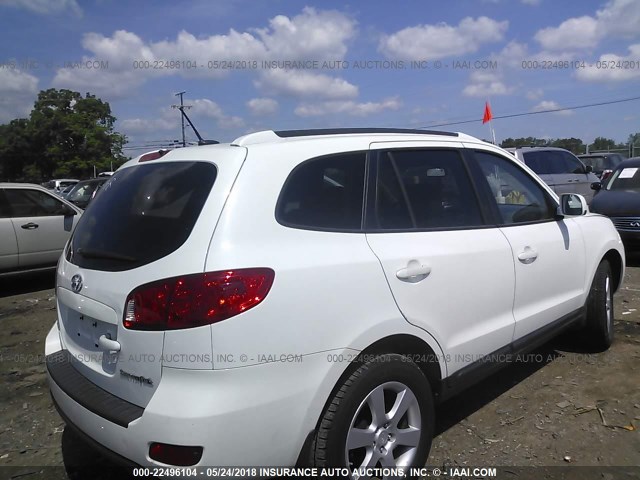 5NMSH13E68H140452 - 2008 HYUNDAI SANTA FE SE/LIMITED WHITE photo 4