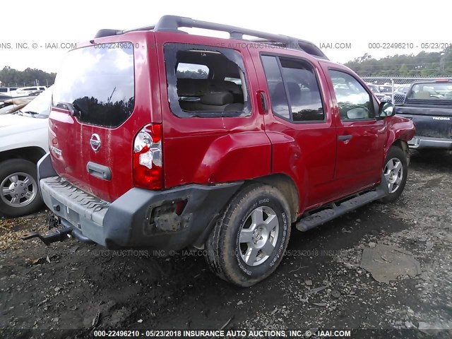 5N1AN08UX8C502193 - 2008 NISSAN XTERRA OFF ROAD/S/SE RED photo 4