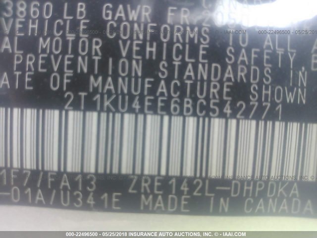 2T1KU4EE6BC542771 - 2011 TOYOTA COROLLA MATRIX  SILVER photo 9