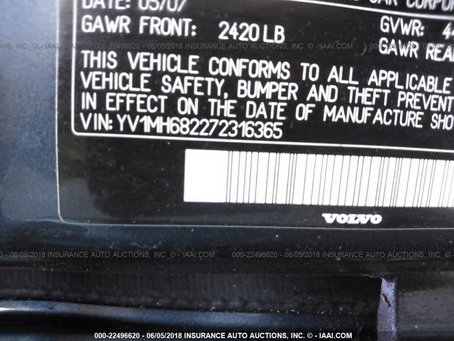 YV1MH682272316365 - 2007 VOLVO S40 T5 BLUE photo 9