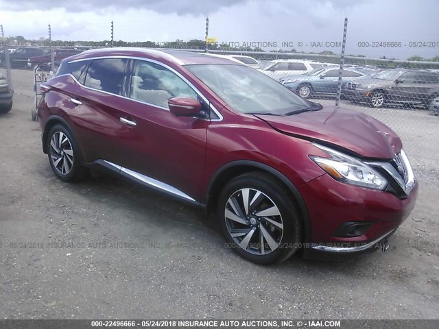 5N1AZ2MG1FN275039 - 2015 NISSAN MURANO S/SL/SV/PLATINUM RED photo 1