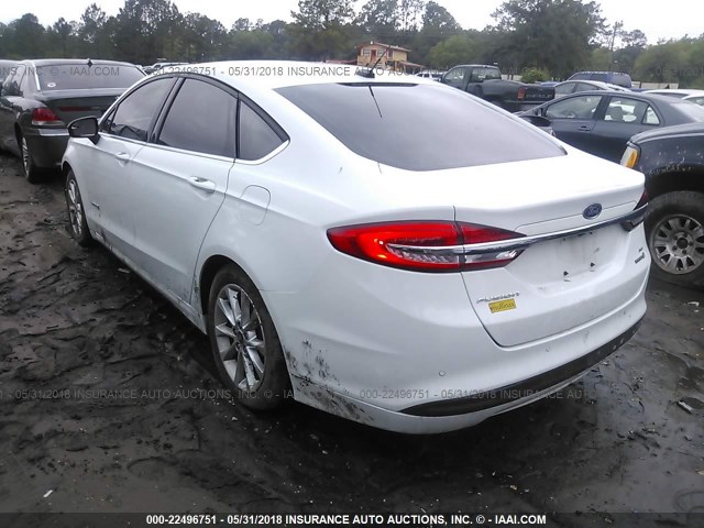 3FA6P0LU1HR113932 - 2017 FORD FUSION SE HYBRID WHITE photo 3