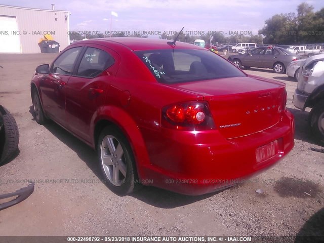 1C3CDZCB9DN740145 - 2013 DODGE AVENGER SXT RED photo 3