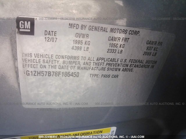 1G1ZH57B78F186450 - 2008 CHEVROLET MALIBU 1LT 灰色 照片 9