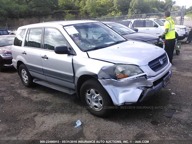 2HKYF18105H514252 - 2005 HONDA PILOT LX SILVER photo 1