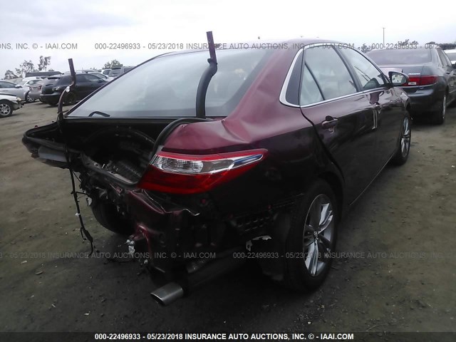 4T1BF1FKXHU650508 - 2017 TOYOTA CAMRY LE/XLE/SE/XSE RED photo 4