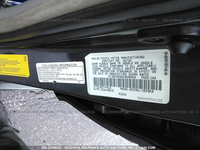 4T1BE30K82U608949 - 2002 TOYOTA CAMRY LE/XLE/SE GRAY photo 9