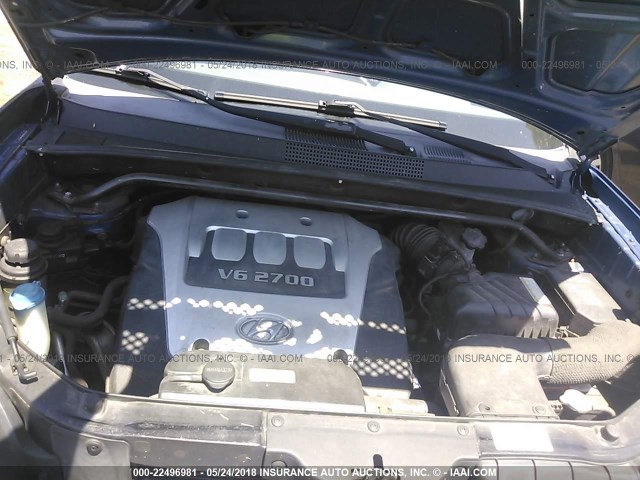 KM8JN12D95U149028 - 2005 HYUNDAI TUCSON GLS/LX BLUE photo 10