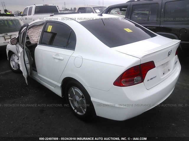 JHMFA36267S008277 - 2007 HONDA CIVIC HYBRID WHITE photo 3