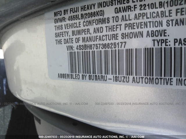 4S3BH675736625177 - 2003 SUBARU LEGACY OUTBACK AWP 银色 照片 9