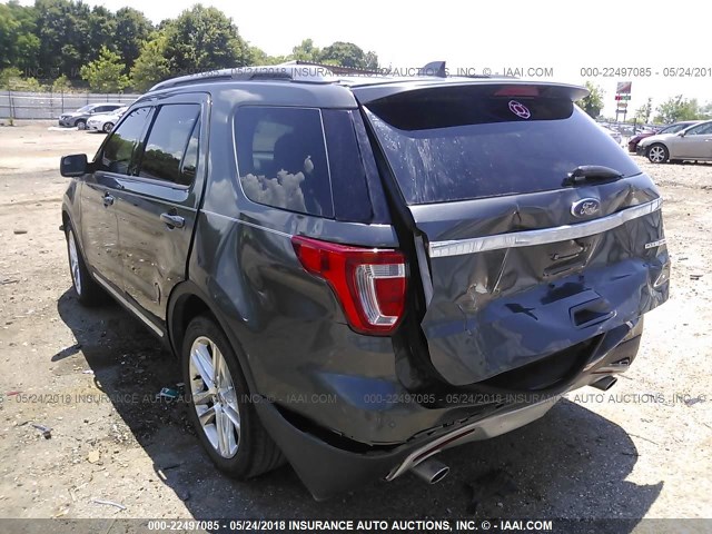 1FM5K7D84GGA32312 - 2016 FORD EXPLORER XLT GRAY photo 3