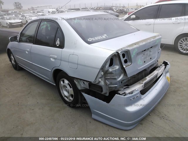 JHMES96665S026838 - 2005 HONDA CIVIC HYBRID Light Blue photo 3