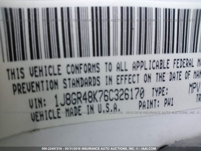 1J8GR48K76C326170 - 2006 JEEP GRAND CHEROKEE LAREDO/COLUMBIA/FREEDOM 白色 照片 9