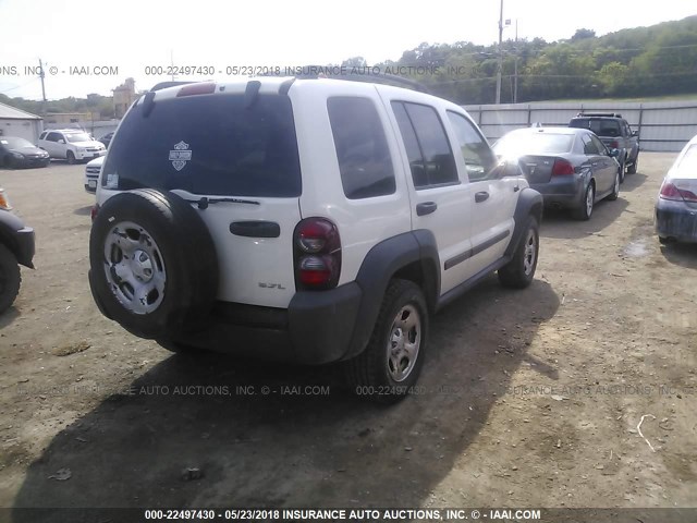 1J4GL48K56W268934 - 2006 JEEP LIBERTY SPORT WHITE photo 4